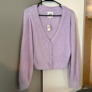 Aerie, fuzzy cropped lavender sweater